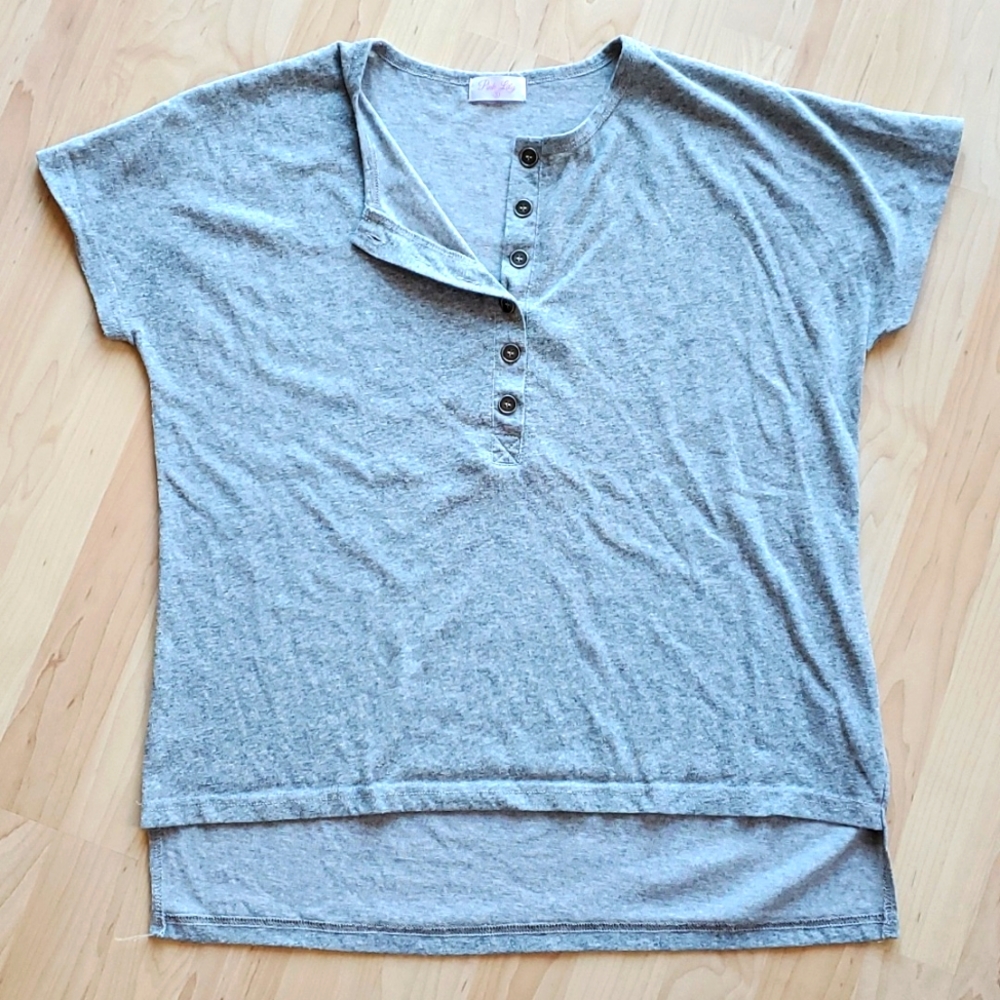 Pink Lily Gray Henley Tee